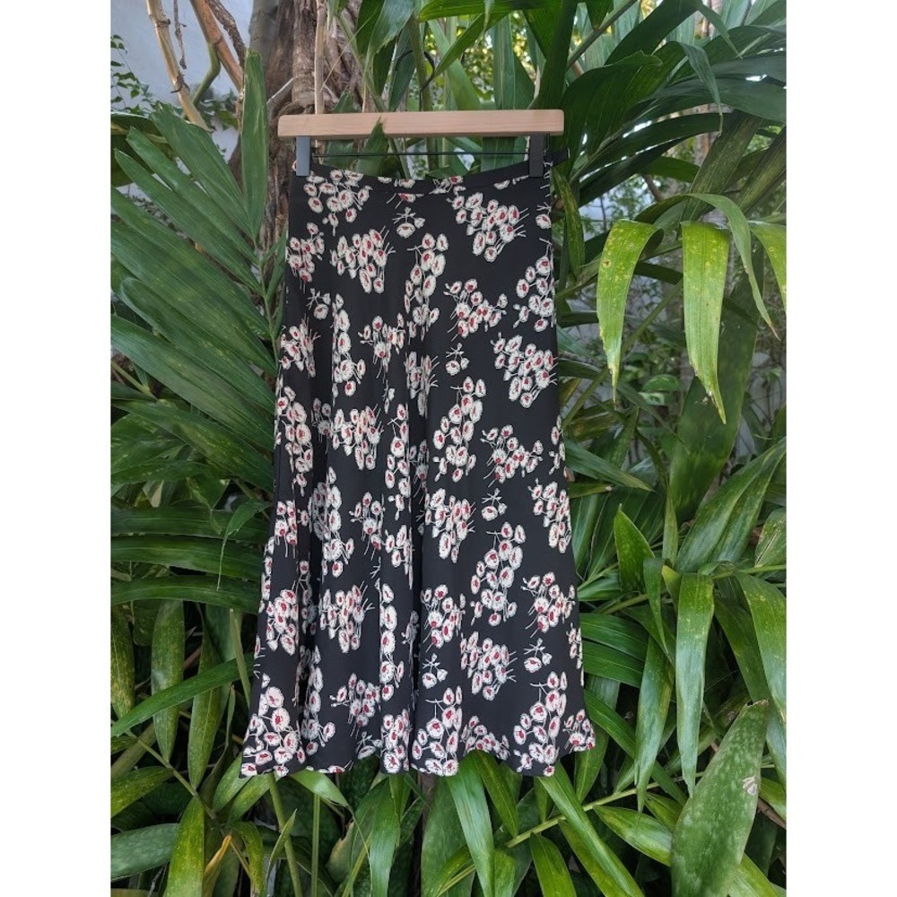 vintage y2k midi skirt 4 jones new york 100% silk floral poppy whimsygoth boho